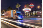 Freightliner eCascadia, January 2019, Las Vegas. Range, 250 miles, Battery Size, 550 kwH, Peak Horse Power, 730 kW, Recharge Time 90min for 80% SOC, Truck Class, 8