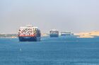 Traffic on the Suez Canal in Egypt