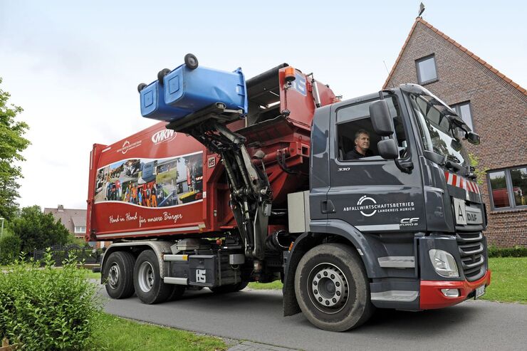Truckjob Müllwagenfahrer, Müllsammler, DAF CF 330, Euro 6, Landkreis Aurich, Abfallwirtschaftsbetrieb. 