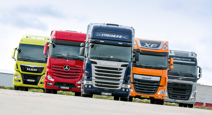 Vergleichstest Euro-6-Zugmaschinen, Scania, DAF, Volvo, Mercedes, MAN